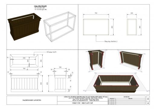 CHẬU HOA GỖ NHỰA 340x760x450