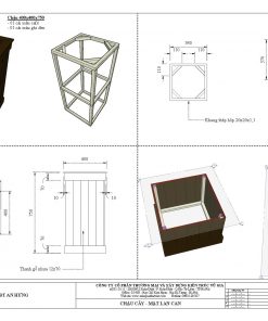 CHẬU HOA GỖ NHỰA 400x400x750