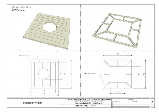 Gỗ mặt vuông lỗ 770x770